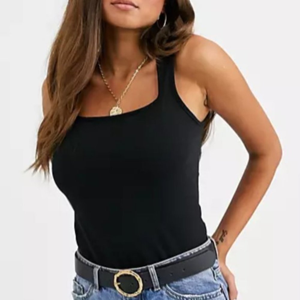 | asos • black hourglass classic layering tank top | - Picture 2 of 4